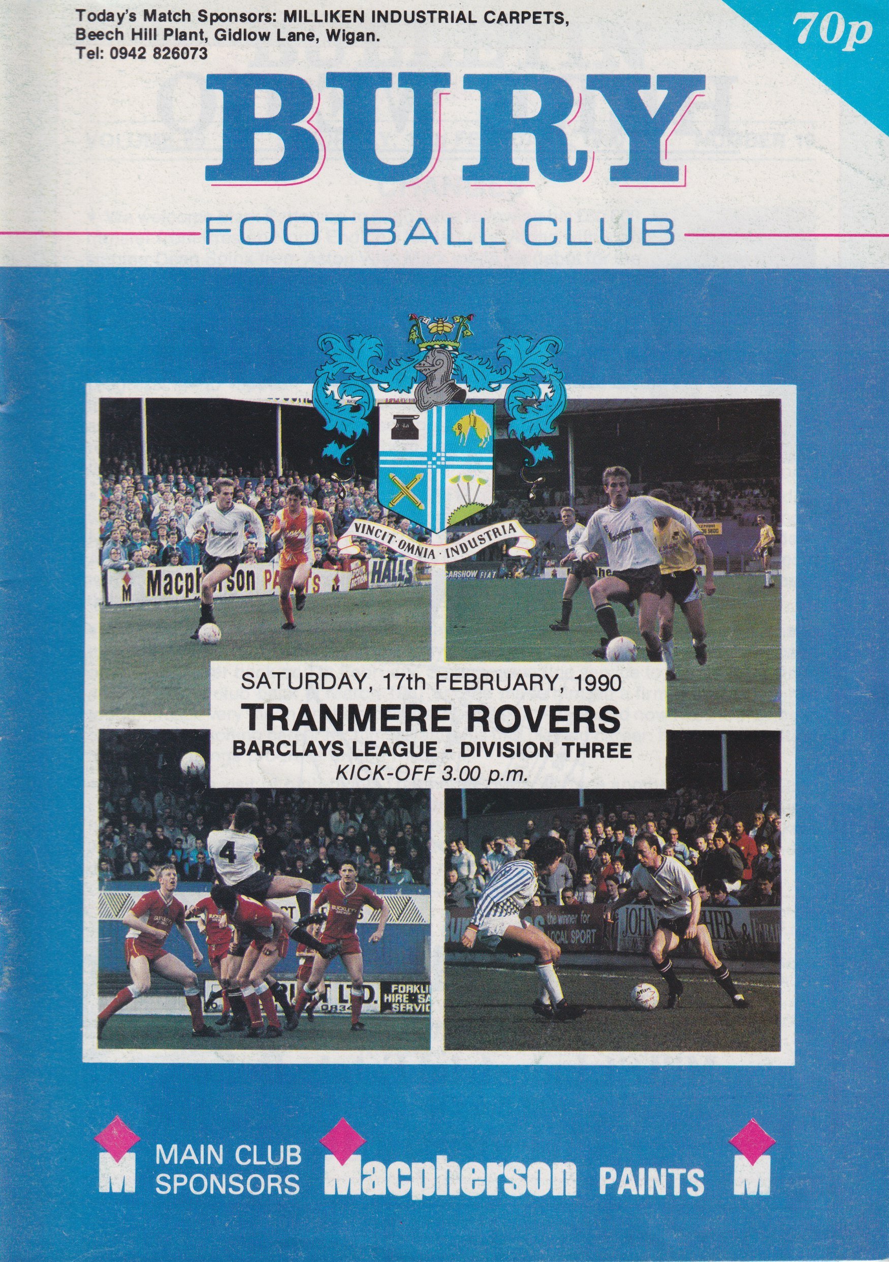 Bury v Tranmere Rovers match programme